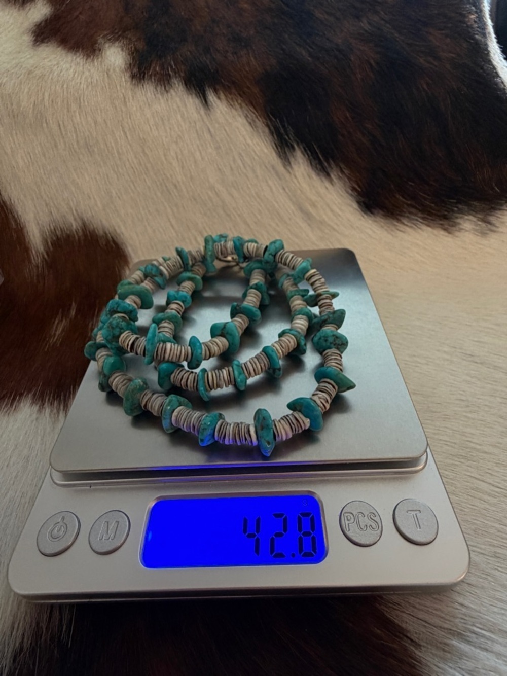 ❤️ 24” Shell Heishi Beads & Turquoise Navajo Artisan Necklace Sterling Lobster - Picture 9 of 11